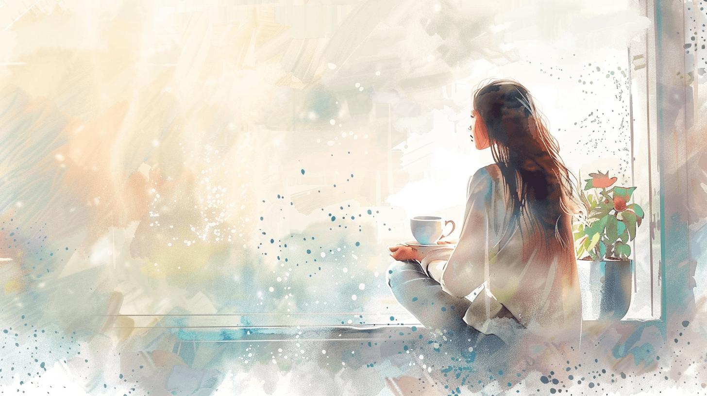 Pregnant woman reflecting by window - prenatal anxiety support